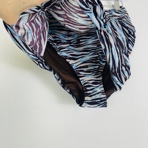 Diane Von Furstenberg Swim Bottoms Blue Animal Print with cover Size Medium - Picture 2 of 5